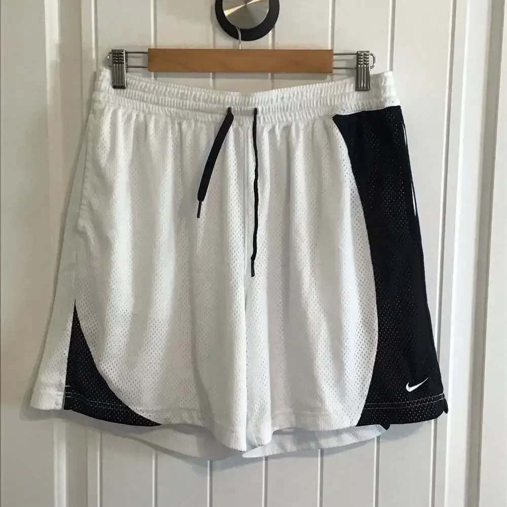 Nike Women’s Dri-FIT Mesh Essentials Basketball Shorts White Black Large Active